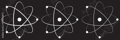 Atom icon vector silhouette illustration isolated on white background