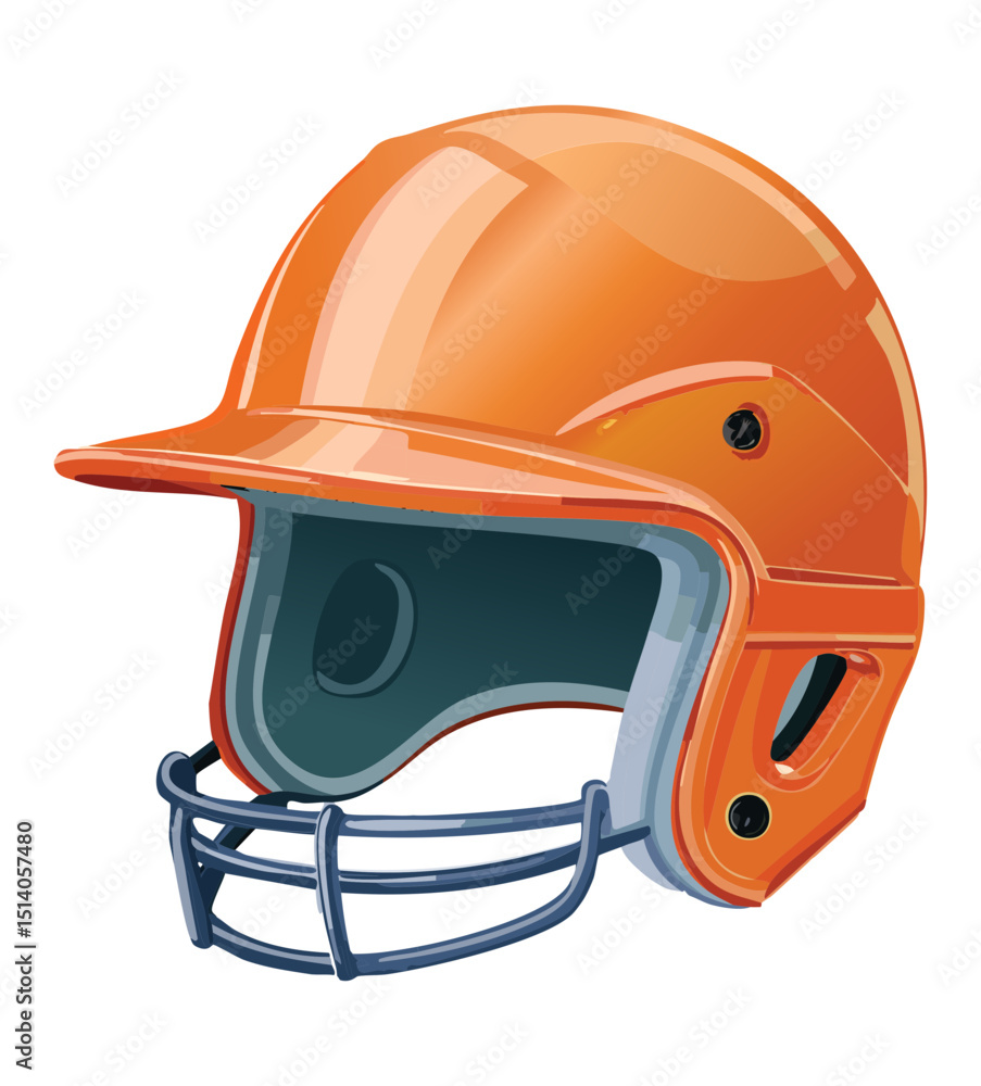 Fototapeta premium Orange Baseball Helmet with Face Guard