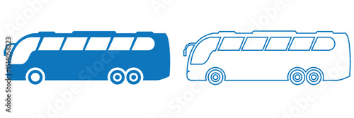 Large passenger bus icon. Black silhouette. Side view. Vector simple flat graphic illustration. Isolated object on white background. Isolate.