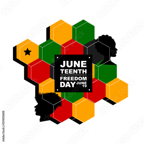 Juneteenth freedom day poster. African American June 19 1865. Independence emancipation day. Black history month vector illustration banner design
