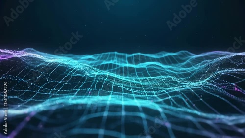Abstract Wave Mesh Grid Landscape Blue and Purple Motion Graphics