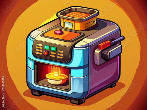 vector of Oil-free fryer with display... backlit