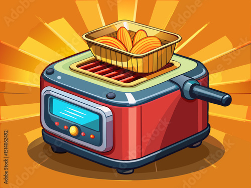 vector of Oil-free fryer with display... backlit