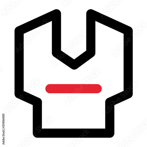 Illustration of a geometric shape with a red horizontal line in the center on a white background