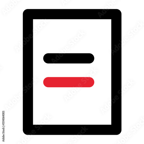 Illustration of a document with two horizontal lines one black and one red inside a black border