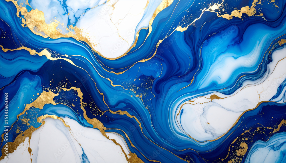 Abstract watercolor painting of a blue and yellow fabric pattern with an earthy texture evoking a colorful European landscape Abstract watercolor painting of a blue and yellow fabric pattern with an earthy texture evoking a colorful European landscape