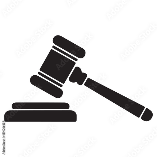 Simple black gavel icon representing law justice legal rights and judicial system