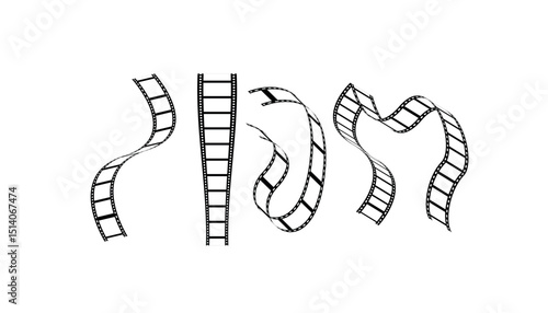 black and white film strip. Film tape vintage icon isolate. movies film background with film roll. 3d film roll