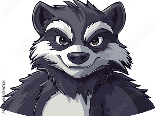 illustration of cartoon raccoon character portrait