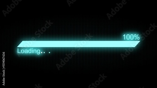 Digital Glow Loading Bar Animated, Futuristic Waiting Animation for Interfaces