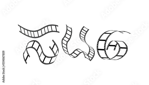 movies film background with film roll. 3d film roll. Film strip set vector image