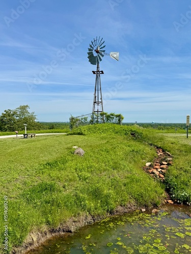Windmill with a stream of water