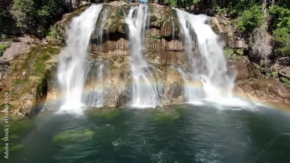 Cascading Waterfall with Rainbow Cascading Waterfall with Rainbow