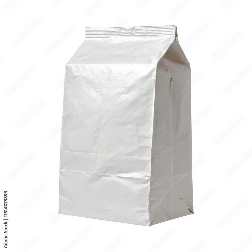 White paper bag mockup featuring clean design, presenting packaging on transparent background for displaying brand graphics and product concepts White paper bag mockup featuring clean design, presenting packaging on transparent background for displaying brand graphics and product concepts