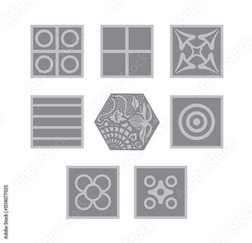 Set of Panots, typical Modernist, hydraulic pavement of Barcelona.