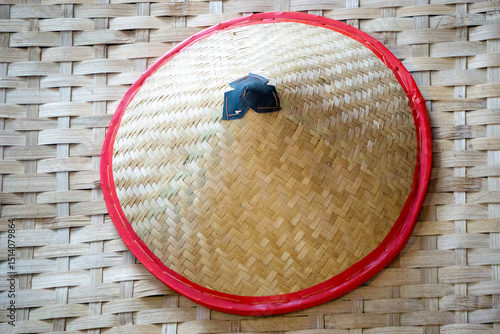 Capil, a traditional Indonesian hat made of woven bamboo. This hat is usually worn by farmers.