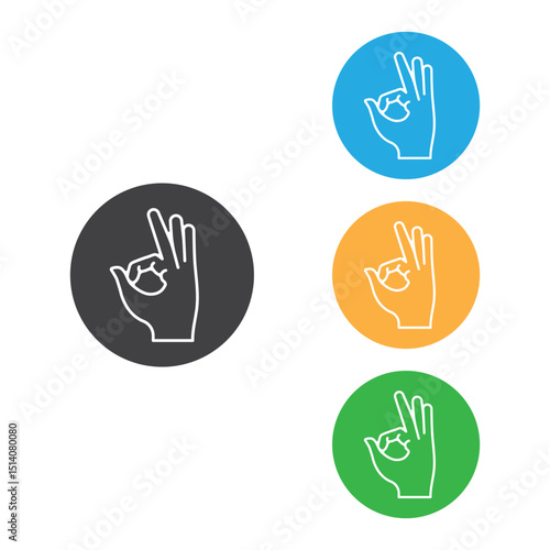 Ok Hand Gesture Icon Set Vector Design.