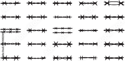 Barbed wire silhouette design a detailed black and white graphic for security or western themes