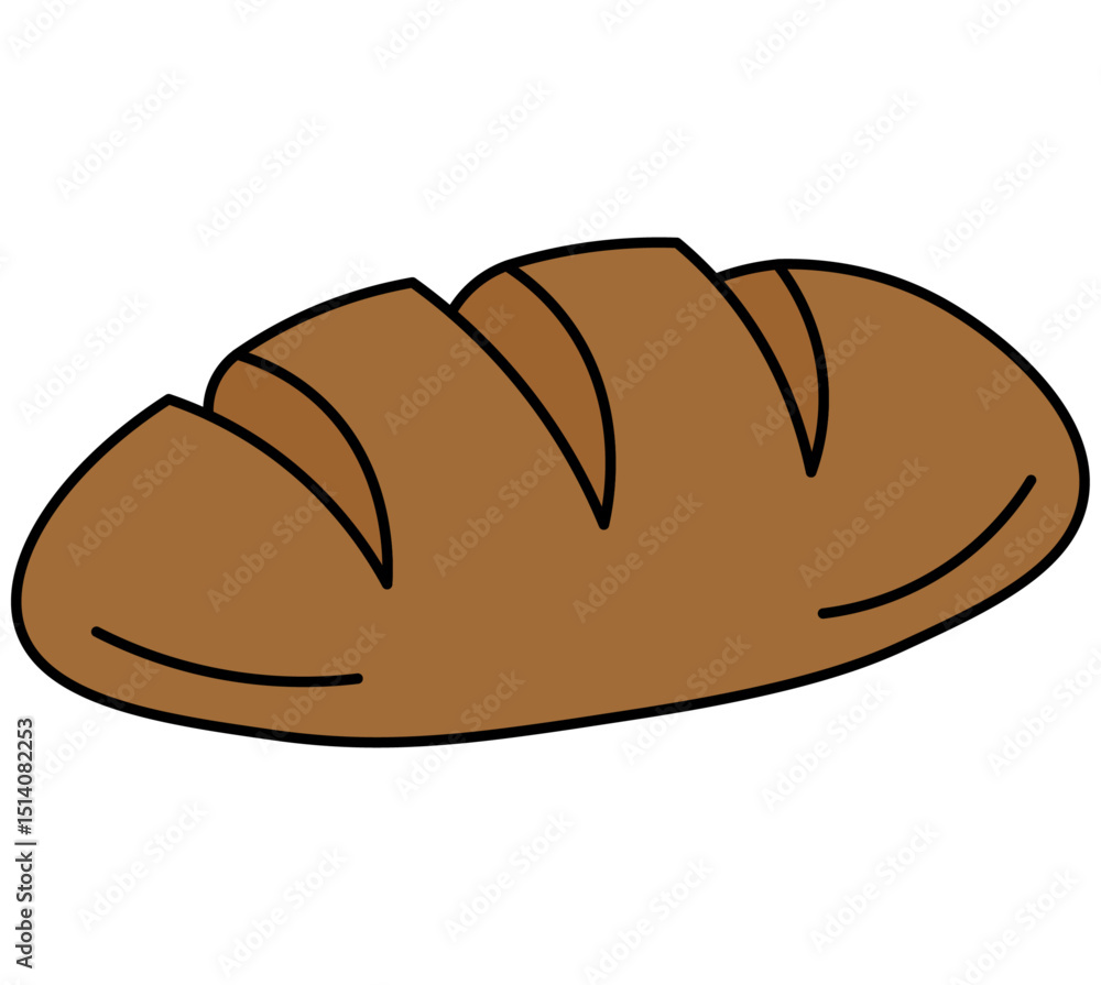 Cartoon Bread Loaf Illustration