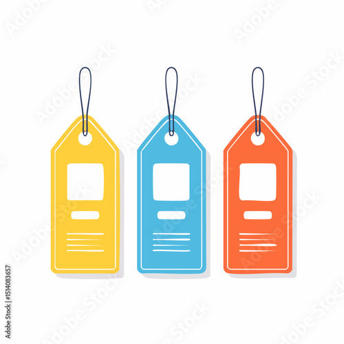 Set of modern price tags with bold shape and minimal color.