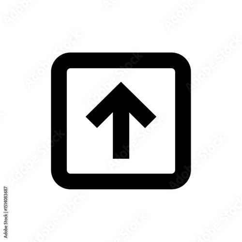 Black vector icon of an upward arrow inside a rounded square, symbolizing upload or upward direction.
