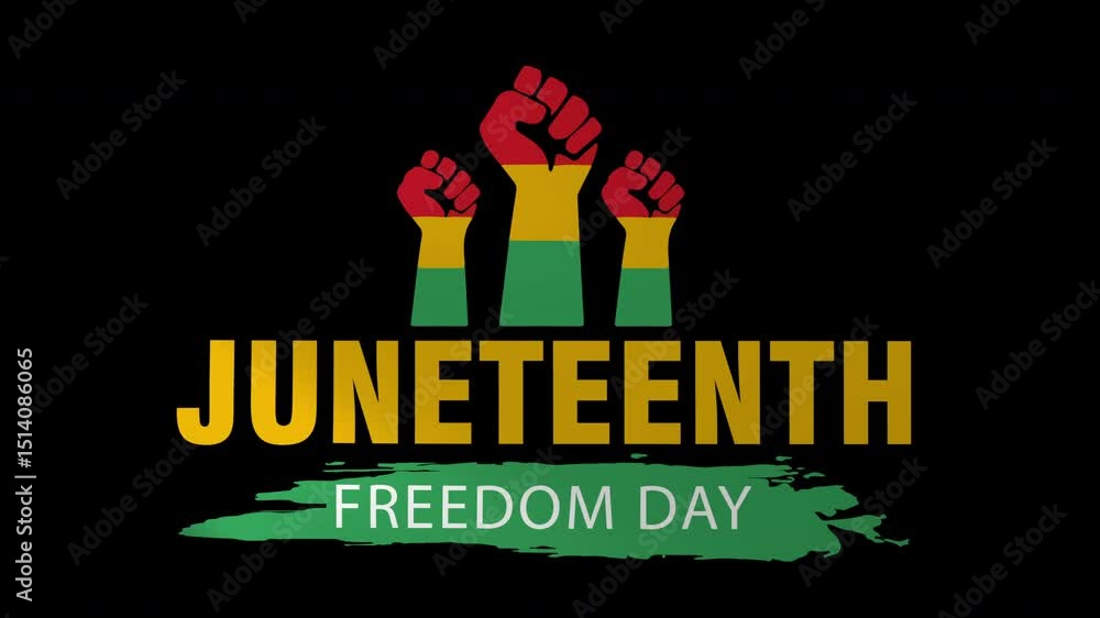 Juneteenth Freedom Day flag waving animation with Powerful raised fist ...