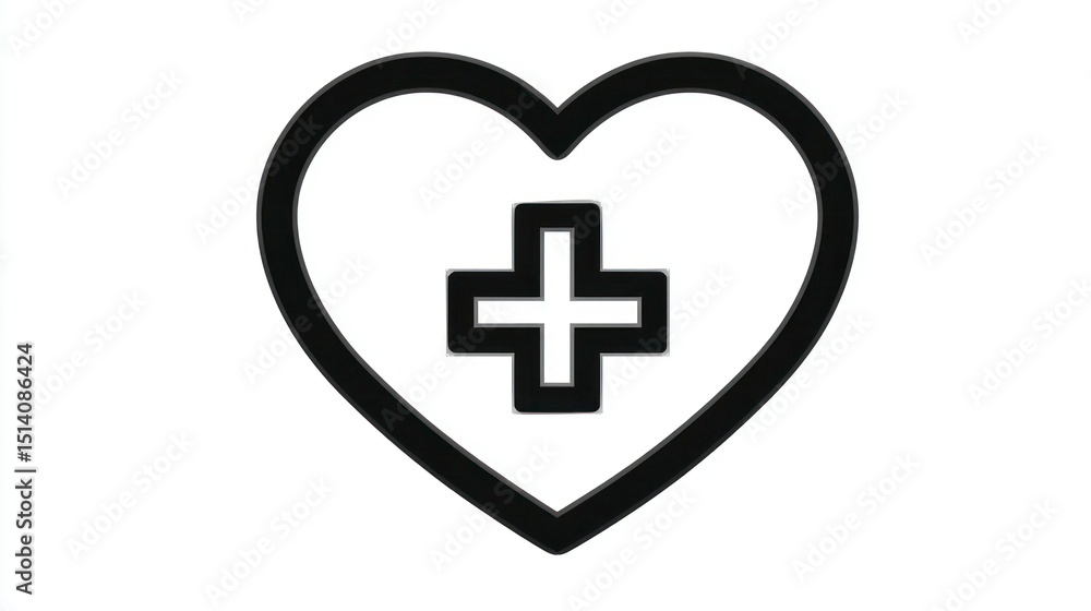 Heart with Medical Cross Symbolizing Healthcare and Love in a Minimalist Design Heart with Medical Cross Symbolizing Healthcare and Love in a Minimalist Design