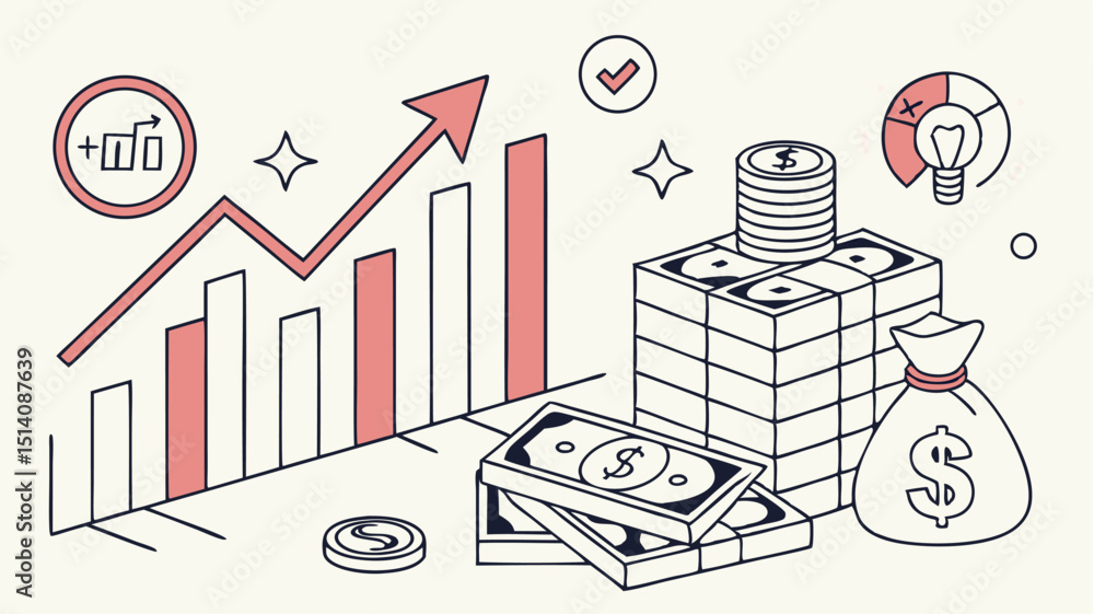 Fototapeta premium vector illustration of business graph