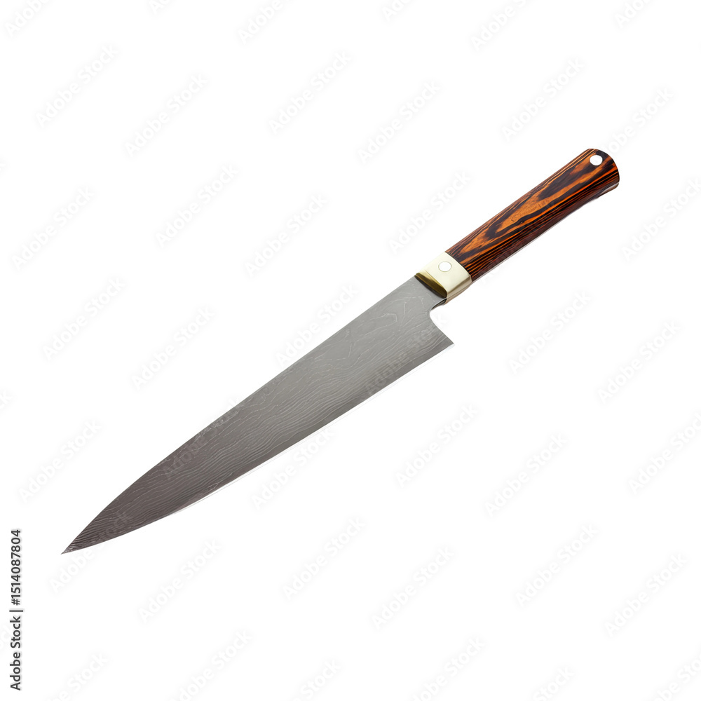 Sharp chef knife with wooden handle isolated on white background Sharp chef knife with wooden handle isolated on white background
