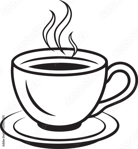 A cup of coffee with streamlined art vector on a white background