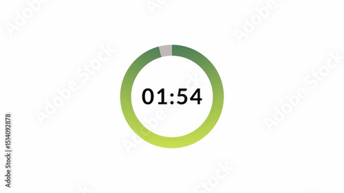 Two minute countdown animation with alpha channel, Two minutes circle countdown timer on a transparent background, 2 minute countdown video