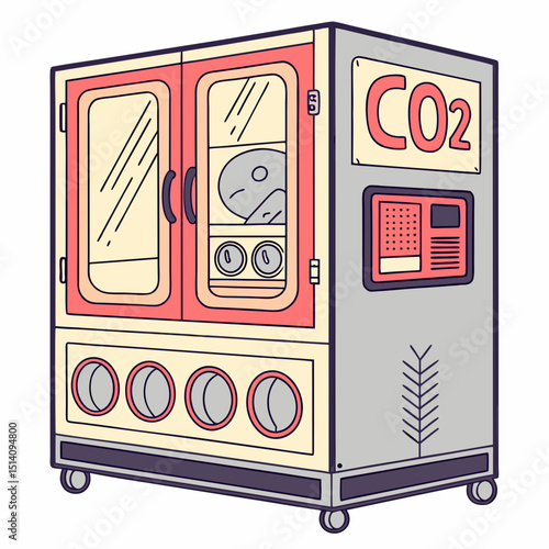 Creative CO₂ Incubator Vector Illustration | Clean and Modern Design for Cell Culture, Biomedical Research, and Laboratory Equipment Projects