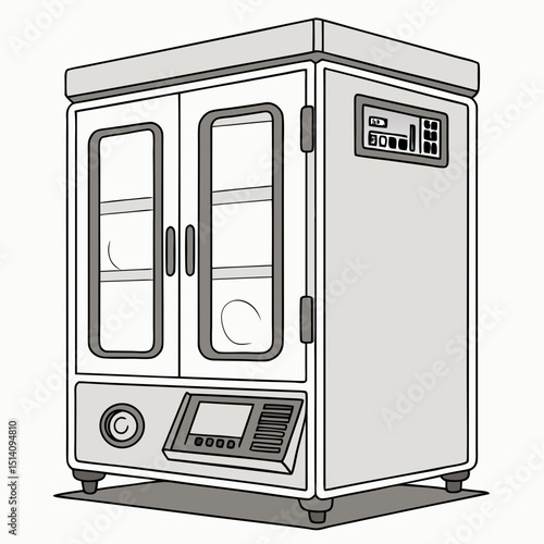 Creative CO₂ Incubator Vector Illustration | Clean and Modern Design for Cell Culture, Biomedical Research, and Laboratory Equipment Projects