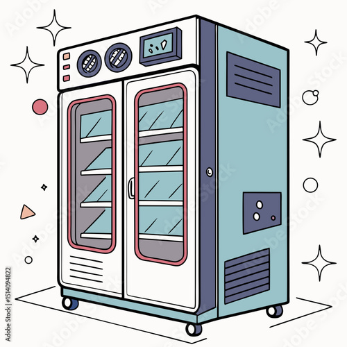Creative CO₂ Incubator Vector Illustration | Clean and Modern Design for Cell Culture, Biomedical Research, and Laboratory Equipment Projects