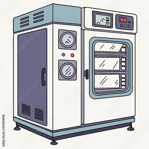 Creative CO₂ Incubator Vector Illustration | Clean and Modern Design for Cell Culture, Biomedical Research, and Laboratory Equipment Projects