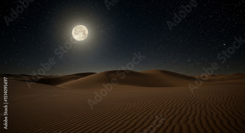 Fototapeta Naklejka Na Ścianę i Meble -  desert on a full moon night