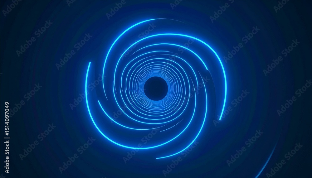 Obraz premium Blue Neon Spiral Tunnel