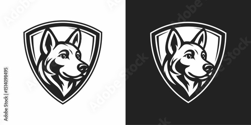 Dog head silhouette logo in shield