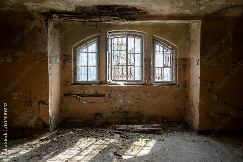 Old Abandoned Palace in Branice with Blue Chapel Interior, Poland Old Abandoned Palace in Branice with Blue Chapel Interior, Poland