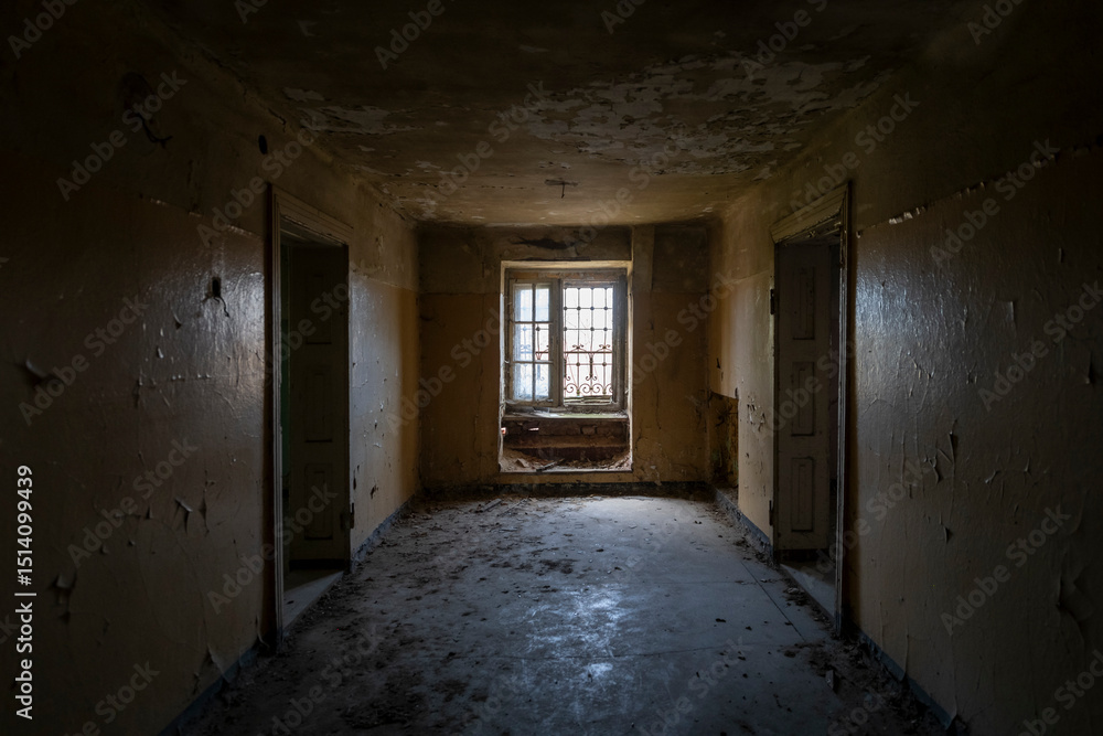 Obraz premium Old Abandoned Palace in Branice with Blue Chapel Interior, Poland