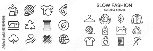 Creative icons symbolizing slow fashion principles focused on sustainability and ethical practices in apparel production