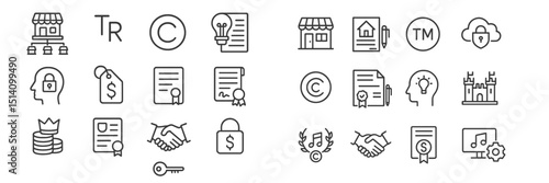 Visual representation of various intellectual property and trademark symbols used in business and creativity