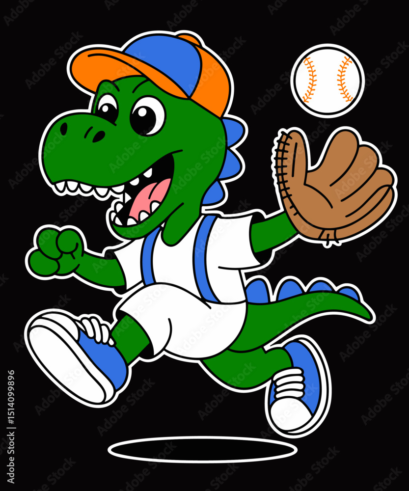 Obraz premium Funny Baseball Dinosaur Boy Player Sport Love T-Rex