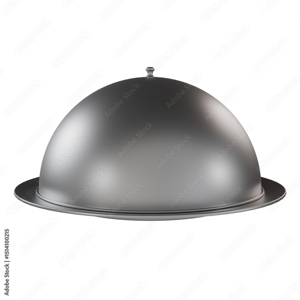 Fototapeta premium 3d render of silver restaurant serving plate or food cloche
