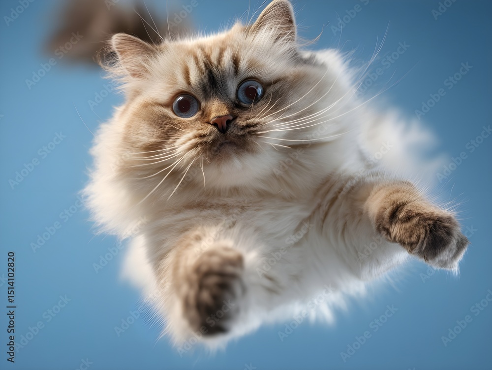 Experience the Grace and Agility of a Red Ragdoll Cat Twisting Mid-Air in an Ultra-High Definition Front Shot Showcasing Feline Athleticism and Elegance Experience the Grace and Agility of a Red Ragdoll Cat Twisting Mid-Air in an Ultra-High Definition Front Shot Showcasing Feline Athleticism and Elegance