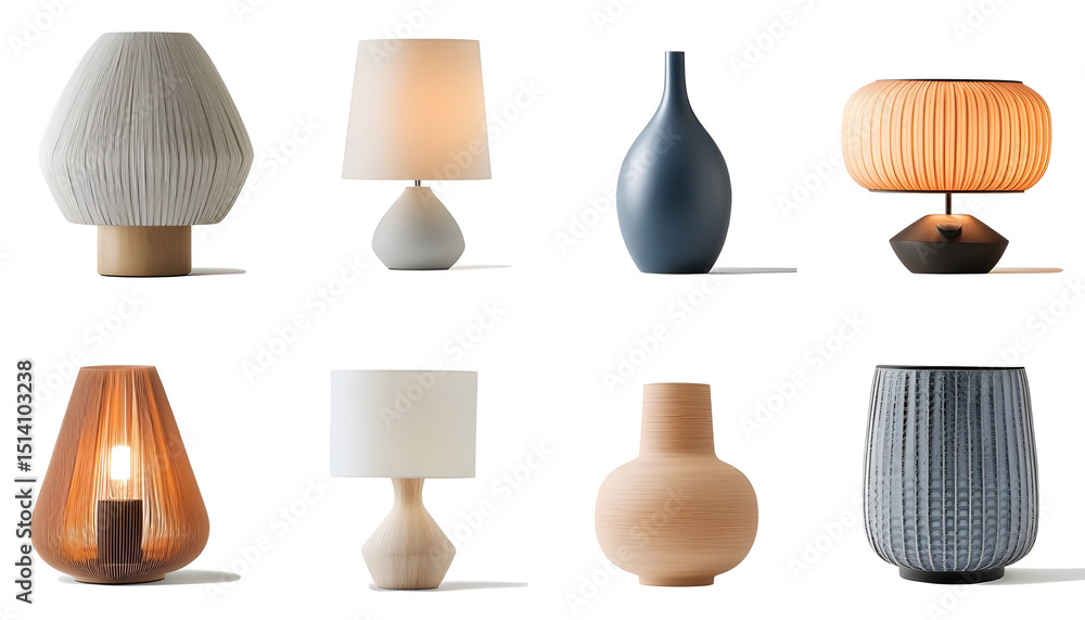 Obraz premium Collage with different stylish night lamps on white background