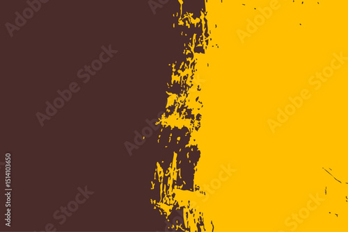 Dynamic vector grunge texture. Bold golden yellow ink splashes create a rough, artistic border against a deep brown surface, perfect for creative projects.