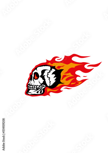 tete de mort flamme crane en feu flame 1