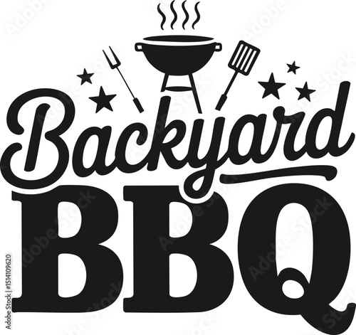 Backyard BBQ, Fourth of July Lettering; America, USA, Patriotic; Typography Vector; SVG Format