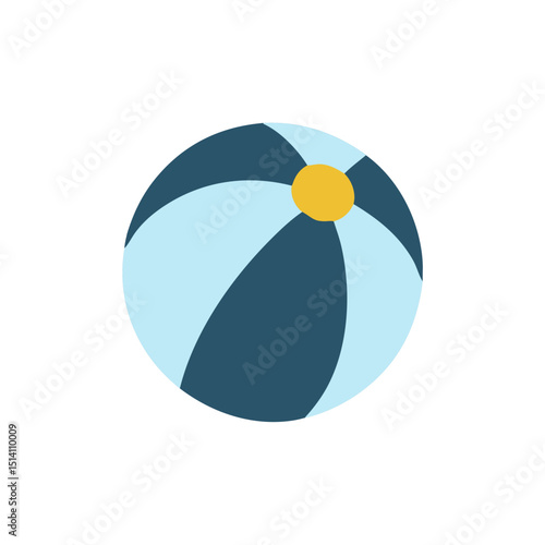 Flat Beach Ball Icon – Summer Toy Illustration